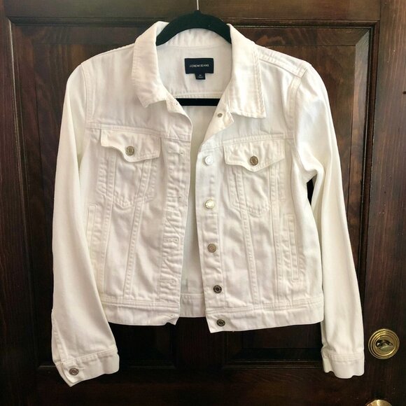 J. Crew 100% Cotton White Denim Button Front Jean Jacket Size M - Picture 4 of 8